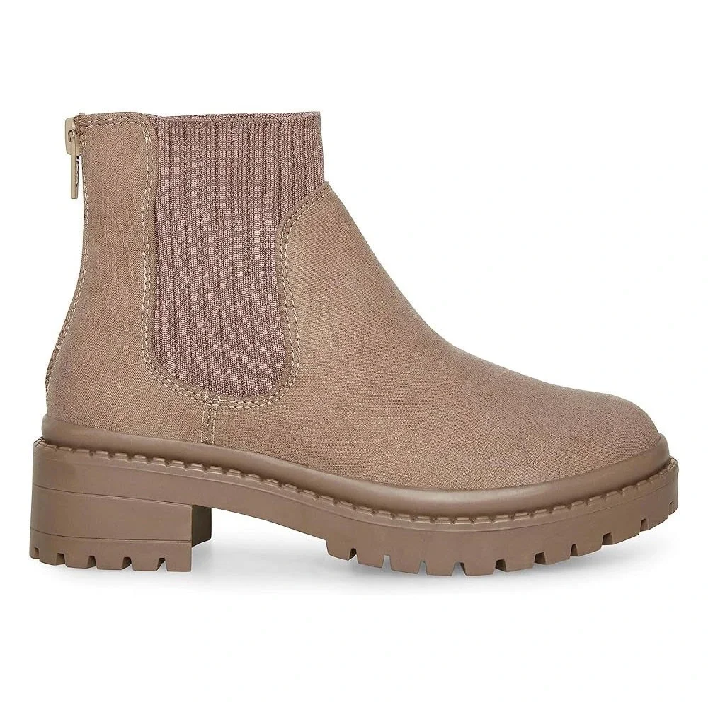 Steve Madden Girls Taupe Faux Suede Lug Sole Chelsea Ankle Boots‎ Size  2